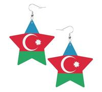 Flag of Azerbaijan Prints Leather Star-Shaped Earrings Lightweight And Stylish Accessories For Parties Dances And Everyday Life.