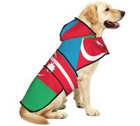 Flag of Azerbaijan Reflective Waterproof Dog Raincoat Jacket, Adjustable Hooded Pet Coat with Leash Hole,for Outdoor UseXL
