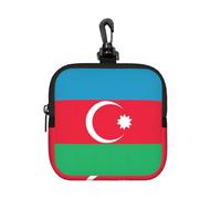 Flag of Azerbaijan Small Zip Pouch-Waterproof Neoprene Storage Bag for Earbuds, Keychain Clip Case for Coins Cards USB, Travel Organiser