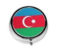 Flag of Azerbaijan This Small, Round Pill Box is a Portable Travel Medicine Organizer with Three compartments for Storing Daily medications.