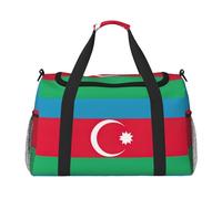 Flag of Azerbaijan Travel Duffel Bag with Zippers and Handles, Big Foldable Duffle Bag for Family Vacations
