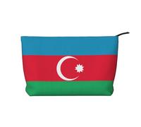 Flag of Azerbaijan Zipper Closure Corduroy Makeup Bag Multifunctional Organizer 22x7x17cm for Travel Camping Vacation Fitness