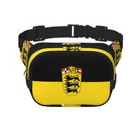 Flag of Baden-Württemberg Square Double Layer Waist Bag Crossbody Bag/Adjustable Strap Chest,for Travel Workout Running Print with