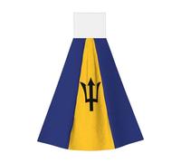 Flag of Barbados Coral fleece hand towel, super absorbent hanging kitchen towel, children's adult bathroom kitchen hanging hand towel
