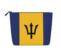 Flag of Barbados Fake Hemp Makeup Bag Large Capacity Travel Organizer for Business Trip and Daily Use