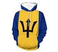 Flag of Barbados Men's Hooded Sweatshirt Casual Long Sleeve Loose Fit Pullover Tops