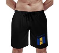 Flag of Barbados Swim Trunks with Pockets Summer Beach Swimsuit Shorts Funny Board Shorts for Men XL