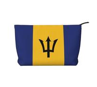 Flag of Barbados Women's corduroy cosmetic bag, portable zipper hand-held wallet, suitable for travel and daily storage of cosmetics,