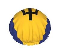 Flag of Barbados Women's shower cap, waterproof, reusable, with washable elastic cord, suitable for long hair and braids, ideal for showering.