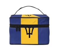 Flag of Barbados Women's travel cosmetic bag, (9x6.5x6.2 inches) portable large capacity cosmetic bag, large cosmetic bag storage bag for girls, Black, One Size