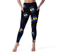 Flag of Barbados Women's Yoga Pants High Waisted Leggings Workout Pants with Pockets XL