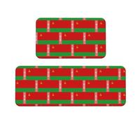 Flag of Belarus Christmas Kitchen Mats, 2pcs Cushioned Kitchen Mats for Floor, Non Slip Mat for Kitchen, Floor