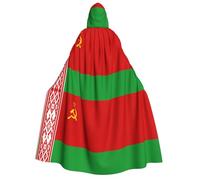 Flag Of Belarus Print Adult Halloween Hooded Cloak, Hood & Bow Tie, For Cosplay/Trick-Or-Treat