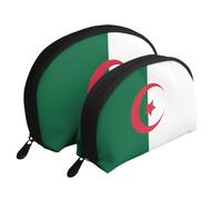 Flag of Belgium Moon Cosmetic Bag, Travel Makeup Pouch, Portable Waterproof Cosmetic Pouch for Girls Women., Flag Of Algeria, One Size