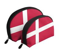 Flag of Belgium Moon Cosmetic Bag, Travel Makeup Pouch, Portable Waterproof Cosmetic Pouch for Girls Women., Danish Flag, One Size