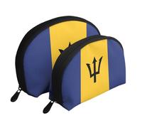 Flag of Belgium Moon Cosmetic Bag, Travel Makeup Pouch, Portable Waterproof Cosmetic Pouch for Girls Women., Flag Of Barbados, One Size