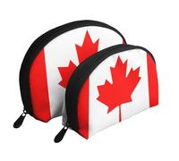 Flag of Belgium Moon Cosmetic Bag, Travel Makeup Pouch, Portable Waterproof Cosmetic Pouch for Girls Women., Canadian Flag, One Size