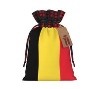 Flag of Belgium Print Reusable Gift Bags with Drawstring – Xmas Holiday Party Favors Pouches for Christmas, Birthdays