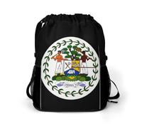 Flag of Belize Trendy Drawstring Backpack Lightweight Gym Bag with Shoes Compartment Printed String Daypack