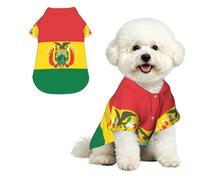 Flag of Bolivia Breathable Hawaiian Dog Shirt Summer Button Up Top for Small Medium Dogs S