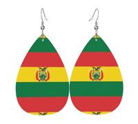 Flag of Bolivia Leather Earring. Stylish teardrop shape, perfect for women, and a great decorative choice for parties and holidays.