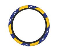 Flag of Bosnia and Herzegovina Double-Layer Thick Steering Wheel Cover, 100% Polyester, 15 feet in Diameter