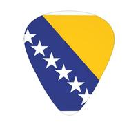 Flag of Bosnia and Herzegovina Guitar Picks 12 Pack Assorted Thickness-0.46mm 0.71mm 0.96mm Medium Thin Heavy Celluloid Style Picks for Acoustic Electric Guitar Ukulele
