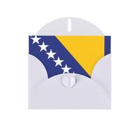 Flag Of Bosnia And Herzegovina Horizontal Holiday Card With White Heart Shaped Envelope And Write Various Holiday Greetings
