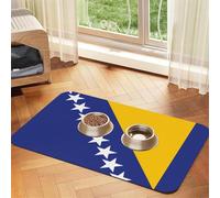 Flag of Bosnia and Herzegovina Pet Absorbent Leather Non-Slip Feeding Mat 30x45cm, Quick Drying, Waterproof, Washable Bowl Mat