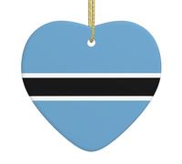 Flag of Botswana Love Heart Shaped Ceramic Pendant, Christmas Tree Decoration Pendant, Christmas New Year Holiday Party