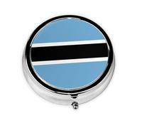 Flag of Botswana This Small, Round, Three-Compartment Travel Pill Box is Perfect for Storing Daily medications, Vitamins, and on-The-go.
