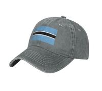 Flag of Botswana Washed Cowboy Baseball Cap for Adults - Stylish and Breathable Hat with Adjustable Strap, Gray, One size