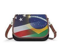 Flag of Brazil And U.S. Travel Crossbody Bags for Women Shoulder Handbags with Adjustable Strap Satchel Purse