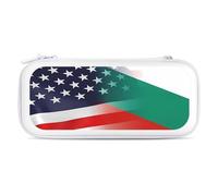 Flag of Bulgaria and U.S.A Storage Bag Compatible with Switch Portable Carrying Case Protector Bags with 15 Games Accessories