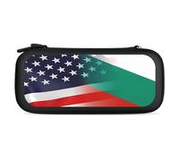 Flag of Bulgaria and U.S.A Storage Bag Compatible with Switch Portable Carrying Case Protector Bags with 15 Games Accessories
