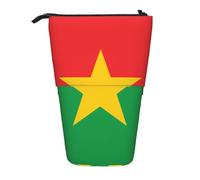 Flag of Burkina Faso Expandable Stand Pencil Pouch, Multi-Design Oxford Fabric, Adjustable Height, Multi-Use Cosmetic Bag