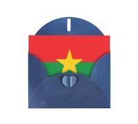 Flag Of Burkina Faso Horizontal Holiday Card With Blue Heart Shaped Envelope And Write Various Holiday Greetings