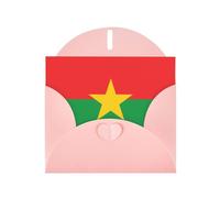 Flag Of Burkina Faso Horizontal Holiday Card With Pink Heart Shaped Envelope And Write Various Holiday Greetings