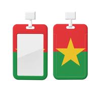 Flag of Burkina Faso Id Badge Holder with Lanyard-Vertical Card Protector Clear Abs Hard Shell, Retractable Reel for Work Office