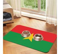Flag of Burkina Faso Pet Absorbent Leather Placemat 30x45cm Beautiful Design Cat and Dog Bowl Mat Portable Storage