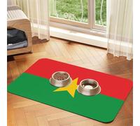 Flag of Burkina Faso Pet Water Absorbent Faux Leather Feeding Mat 40x60cm Non Slip Durable Mat for Cat and Dog Bowls