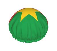 Flag of Burkina Faso Print Shower Cap for Women & Men â€“ Reusable Double-Layer Bath Hair Cap with Elastic Strap L