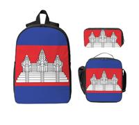 Flag of Cambodia Backpack Set-3-in-1 Travel Bag Lunch Bag Storage Pouch
