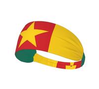 Flag of Cameroon Elastic Exercise Headband, Fitness Exercise Yoga Cycling Headband, Outdoor Sports Elastic Sweat-Absorbing Headband,
