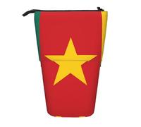 Flag of Cameroon Expandable Stand Pencil Pouch, Multi-Design Oxford Fabric, Adjustable Height, Multi-Use Cosmetic Bag