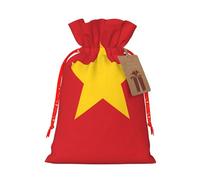Flag of Cameroon Print Drawstring Favor Bags, M Holiday Pouches, Treat Sacks, Christmas Treat Bags