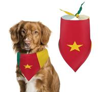 Flag of Cameroon Triangle Dog Bandana Adjustable Pet Bibs Summer Washable Scarf for Small Medium Large Pets