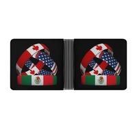 Flag of Canada Mexico U.S.A Leather Bifold Wallet for Men Slim Card Cases with 6 Slots Minimalist Coin Purse