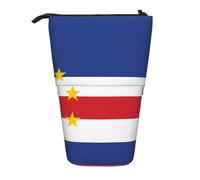 Flag of Cape Verde Expandable Stand Pencil Pouch, Multi-Design Oxford Fabric, Adjustable Height, Multi-Use Cosmetic Bag