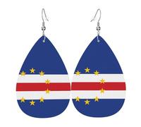 Flag of Cape Verde Leather earrings, teardrop-shaped pendant jewelry, versatile and stylish women's accessories.